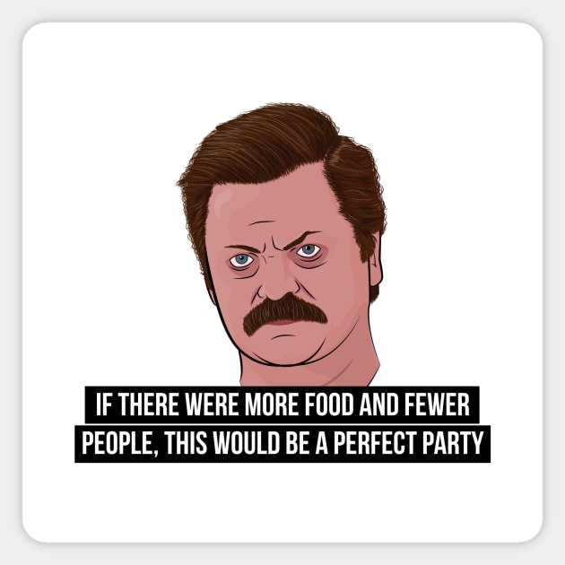 Ron Swanson - Perfect Party Sticker by BluPenguin